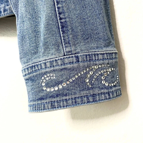 Christine Alexander Denim Fitted Jean Jacket Swarovski Crystals Women's Medium - Picture 3 of 9